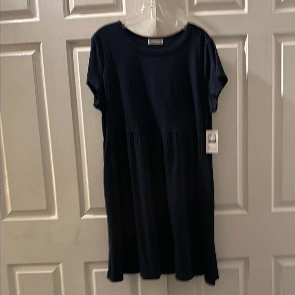 Navy Blue Short Sleeve Dress